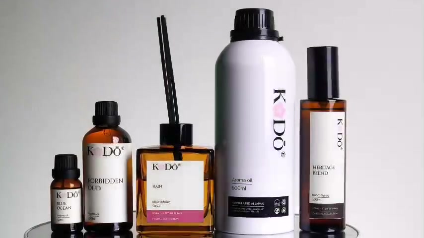 The KODŌ range: aroma oils, reed diffuser, refill and spray